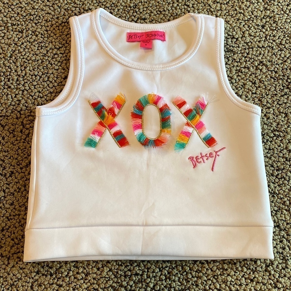 Betsey Johnson Girls Size 6 Tank Top w/ XOX Fringe